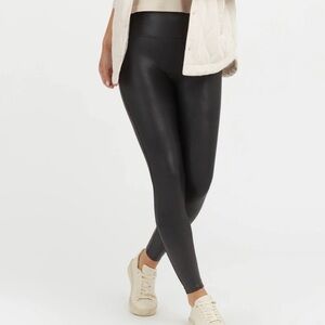 SPANX Black Faux Leather Leggings Size M